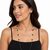 Black pearl station long necklace and stud earrings set, silver chain, women's jewellery