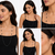 Black pearl station long necklace and stud earrings set, silver chain, women's jewellery