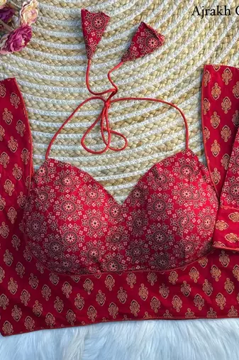 Red cotton blouse for women plain saree blouse