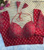 Red cotton blouse for women plain saree blouse