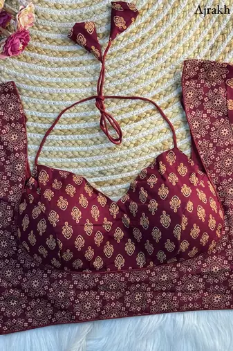 Maroon cotton blouse for women embroidery saree blouse