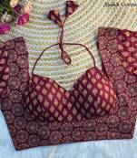 Maroon cotton blouse for women embroidery saree blouse