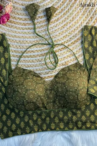 Green cotton blouse for women zari saree blouse