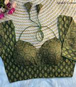 Green cotton blouse for women zari saree blouse