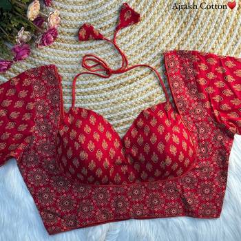 Red cotton blouse for women sequence saree blouse 1