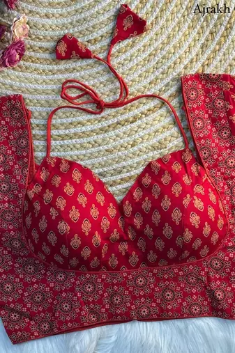 Red cotton blouse for women sequence saree blouse