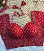 Red cotton blouse for women sequence saree blouse