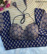 Navy blue cotton blouse for women thread saree blouse