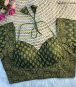 Green cotton blouse for women printed saree blouse