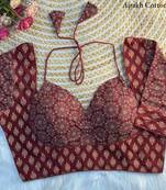 Maroon cotton blouse for women stylish saree blouse