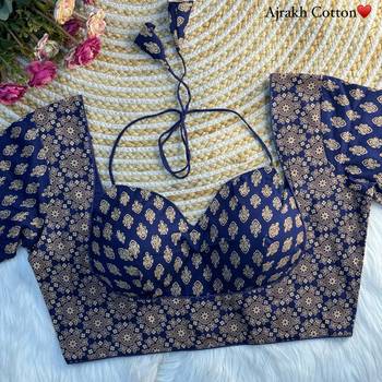 Navy blue cotton blouse for women elegant saree blouse 1