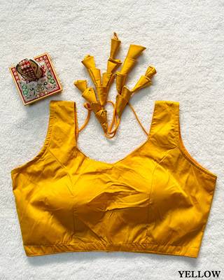 Yellow satin blouse for women festive saree blouse 1