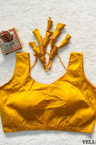 Yellow satin blouse for women festive saree blouse