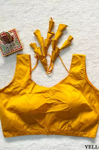 Yellow satin blouse for women festive saree blouse