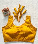 Yellow satin blouse for women festive saree blouse
