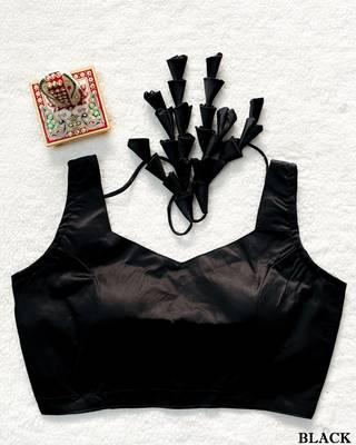 Black satin blouse for women plain saree blouse 1