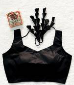 Black satin blouse for women plain saree blouse