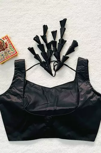Black satin blouse for women plain saree blouse