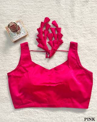 Pink satin blouse for women designer saree blouse 1