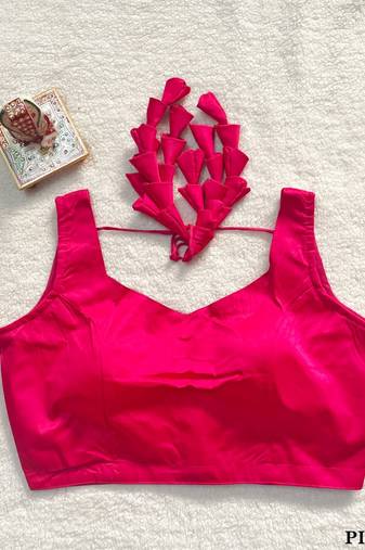 Pink satin blouse for women designer saree blouse