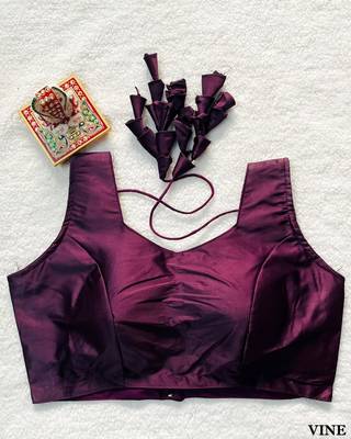 Wine satin blouse for women embroidery saree blouse 1