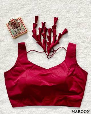 Maroon satin blouse for women sequence saree blouse 1