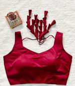 Maroon satin blouse for women sequence saree blouse