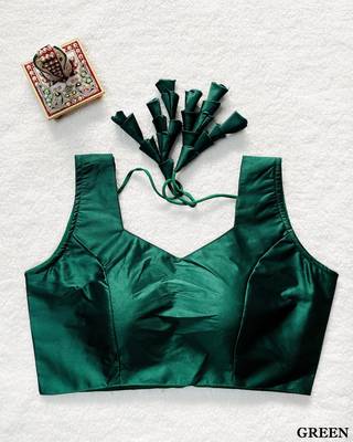 Green satin blouse for women thread saree blouse 1