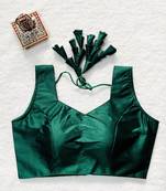 Green satin blouse for women thread saree blouse
