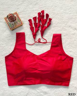 Red satin blouse for women printed saree blouse 1