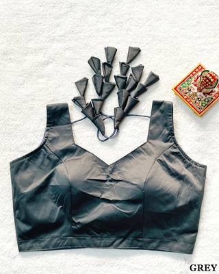 Grey satin blouse for women stylish saree blouse 1