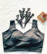 Grey satin blouse for women stylish saree blouse