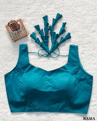 Teal satin blouse for women fancy saree blouse 1