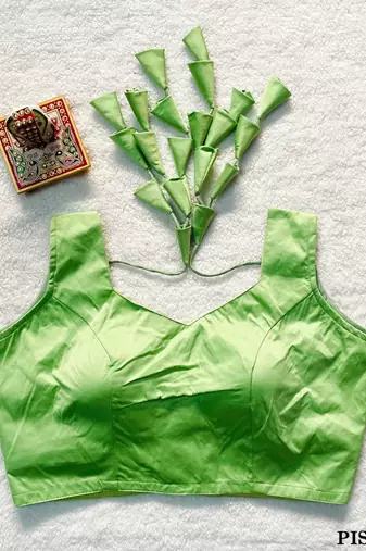 Green satin blouse for women festive saree blouse