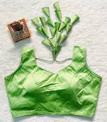 Green satin blouse for women festive saree blouse