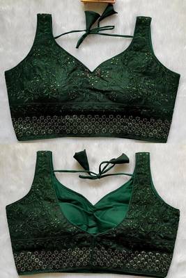 Green silk blouse for women traditional saree blouse 1
