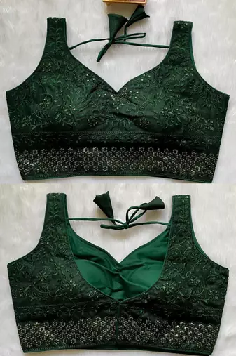Green silk blouse for women traditional saree blouse