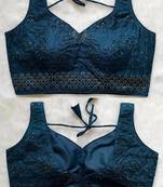Navy blue silk blouse for women plain saree blouse