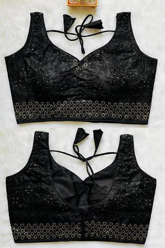 Black silk blouse for women designer saree blouse