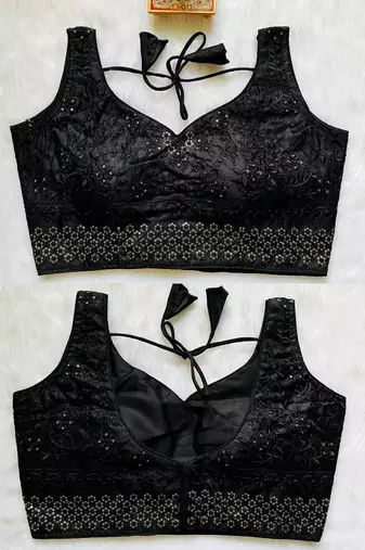Black silk blouse for women designer saree blouse