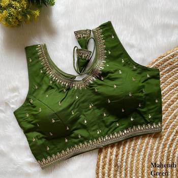 Mehendi silk blouse for women plain saree blouse 1