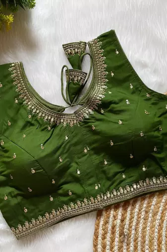 Mehendi silk blouse for women plain saree blouse