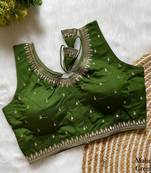 Mehendi silk blouse for women plain saree blouse