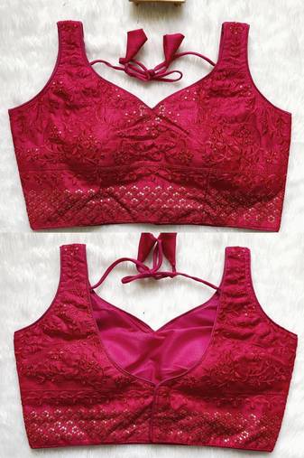 Pink silk blouse for women embroidery saree blouse