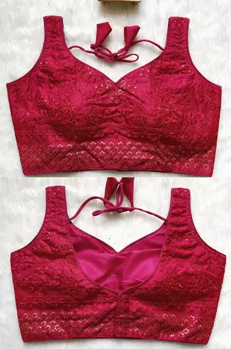 Pink silk blouse for women embroidery saree blouse