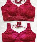 Pink silk blouse for women embroidery saree blouse