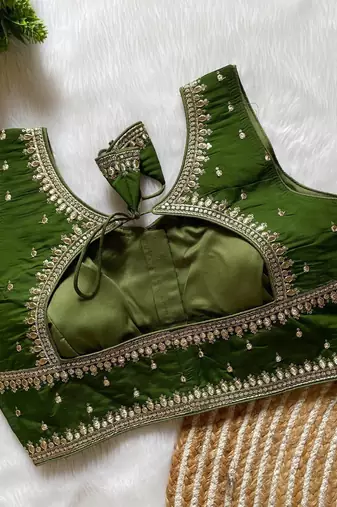 Mehendi silk blouse for women plain saree blouse