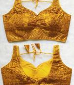 Yellow silk blouse for women sequence saree blouse