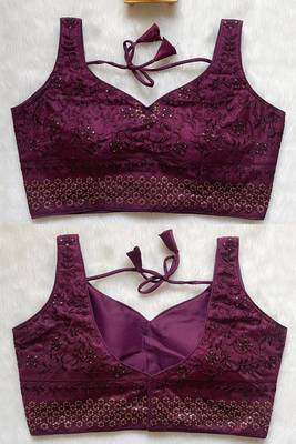 Wine silk blouse for women thread saree blouse 1