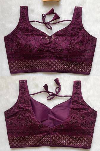 Wine silk blouse for women thread saree blouse